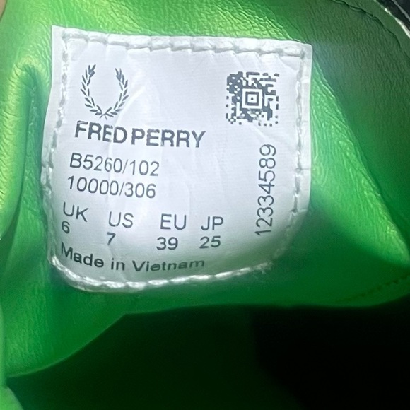 FRED PERRY Retro Tennis Sneakers Shoes B5260 102 Women’s Size 7 - Picture 6 of 7